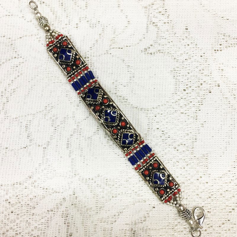 Lapis Beads Handmade Statement Bracelet (1 of 2)