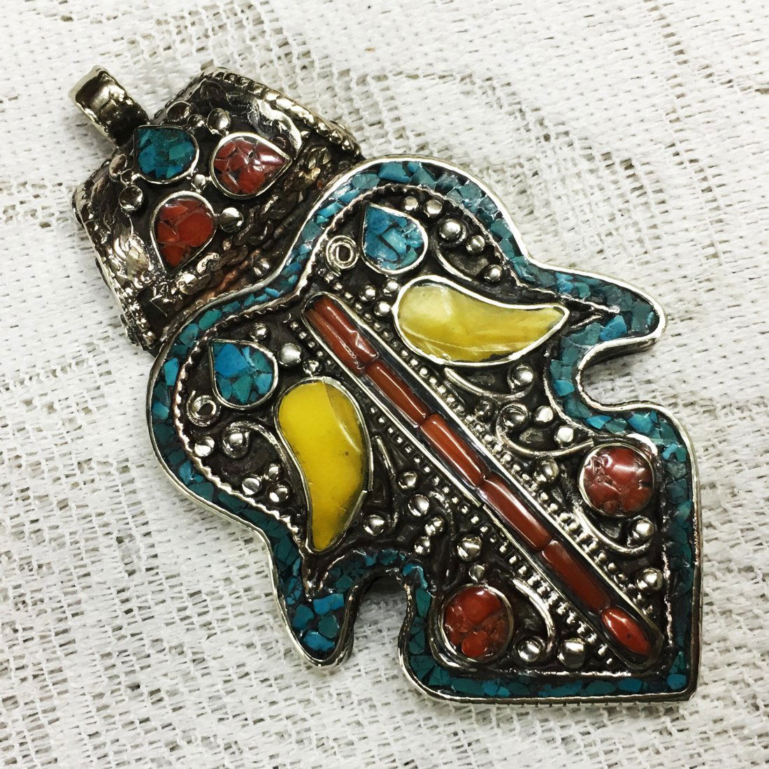 Hand-carved Tibetan Handmade Amber Pendant (1 of 1)