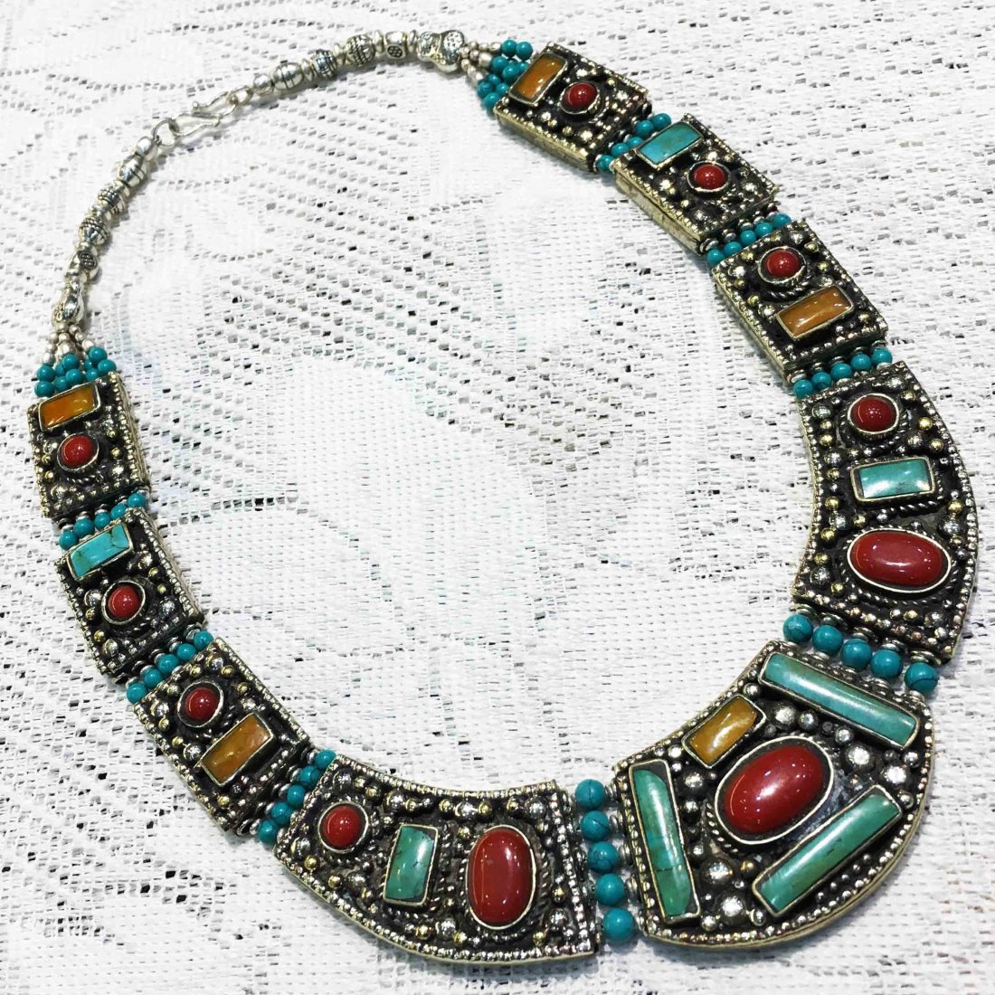 Nepalese Handmade Tribal Choker Necklace: Incredible one of a kind pieces for all occasions. Great for yourself, gifts for friends, or even to sell in your own store!! We are now offering wholesale prices! Item: Antique Tibetan Handmad