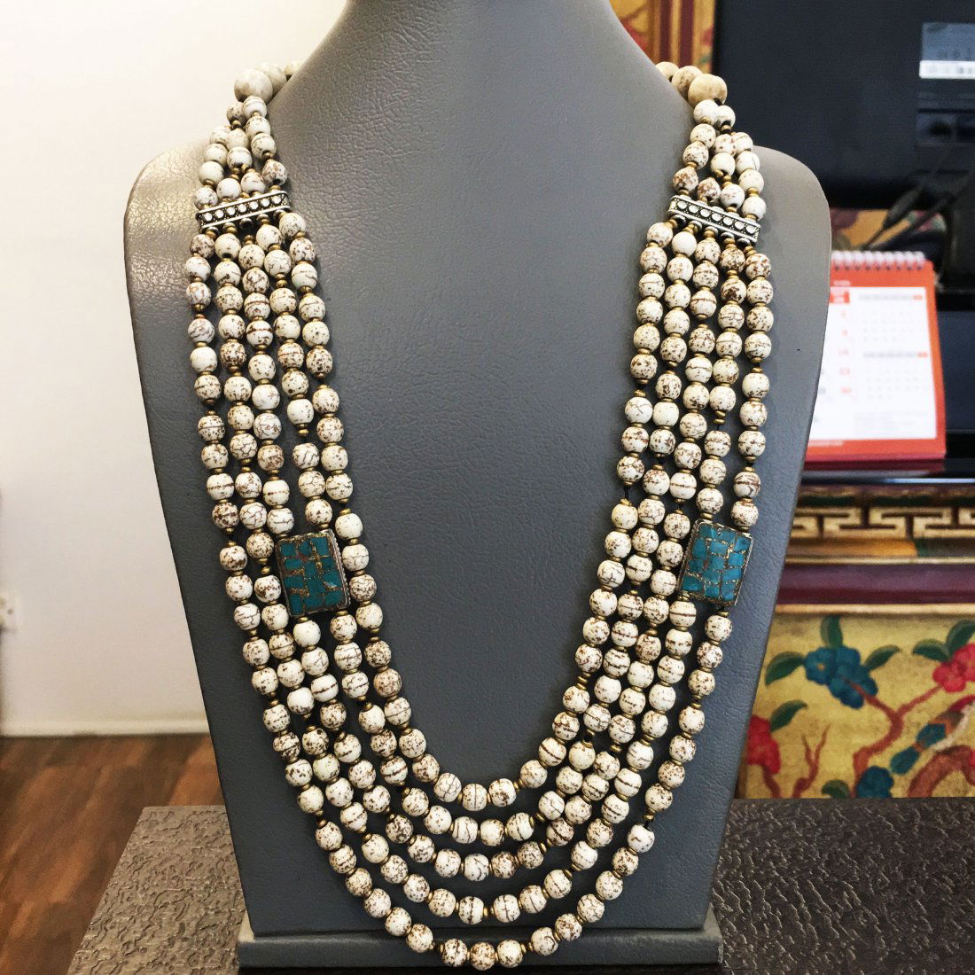 Natural Turquoise & Shell Handmade Necklace (1 of 1)