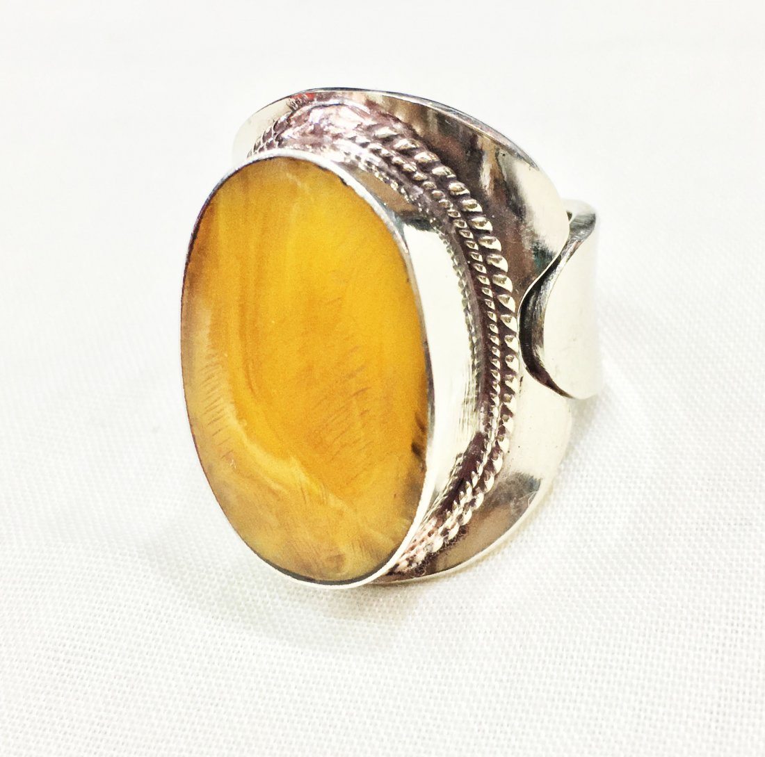 Free size Tibetan Amber Nepali Handmade Ring (1 of 1)