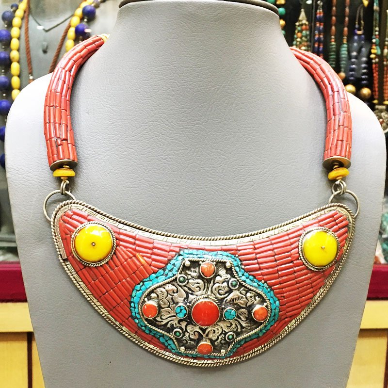 Nepalese Handmade Tribal Coral Choker Necklace: Incredible one of a kind pieces for all occasions. Great for yourself, gifts for friends, or even to sell in your own store!! We are now offering wholesale prices! Item: Antique Tibetan Handmad