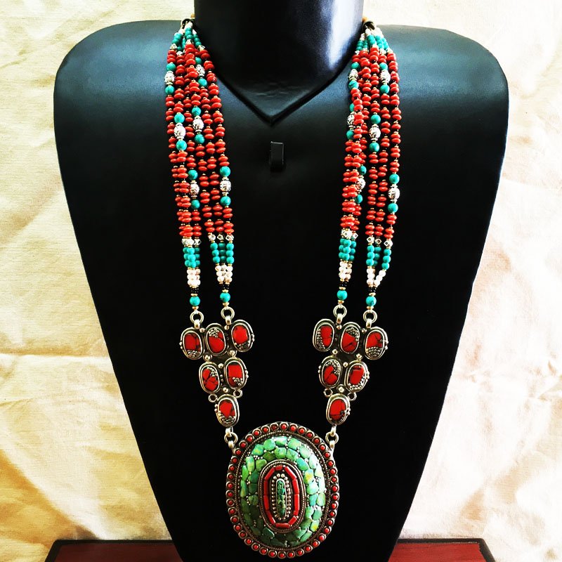 Nepali Tibetan Turquoise & Coral Mexican Necklace: Incredible one of a kind pieces for all occasions. Great for yourself, gifts for friends, or even to sell in your own store!! We are now offering wholesale prices! Item: Antique Tibetan Handmad
