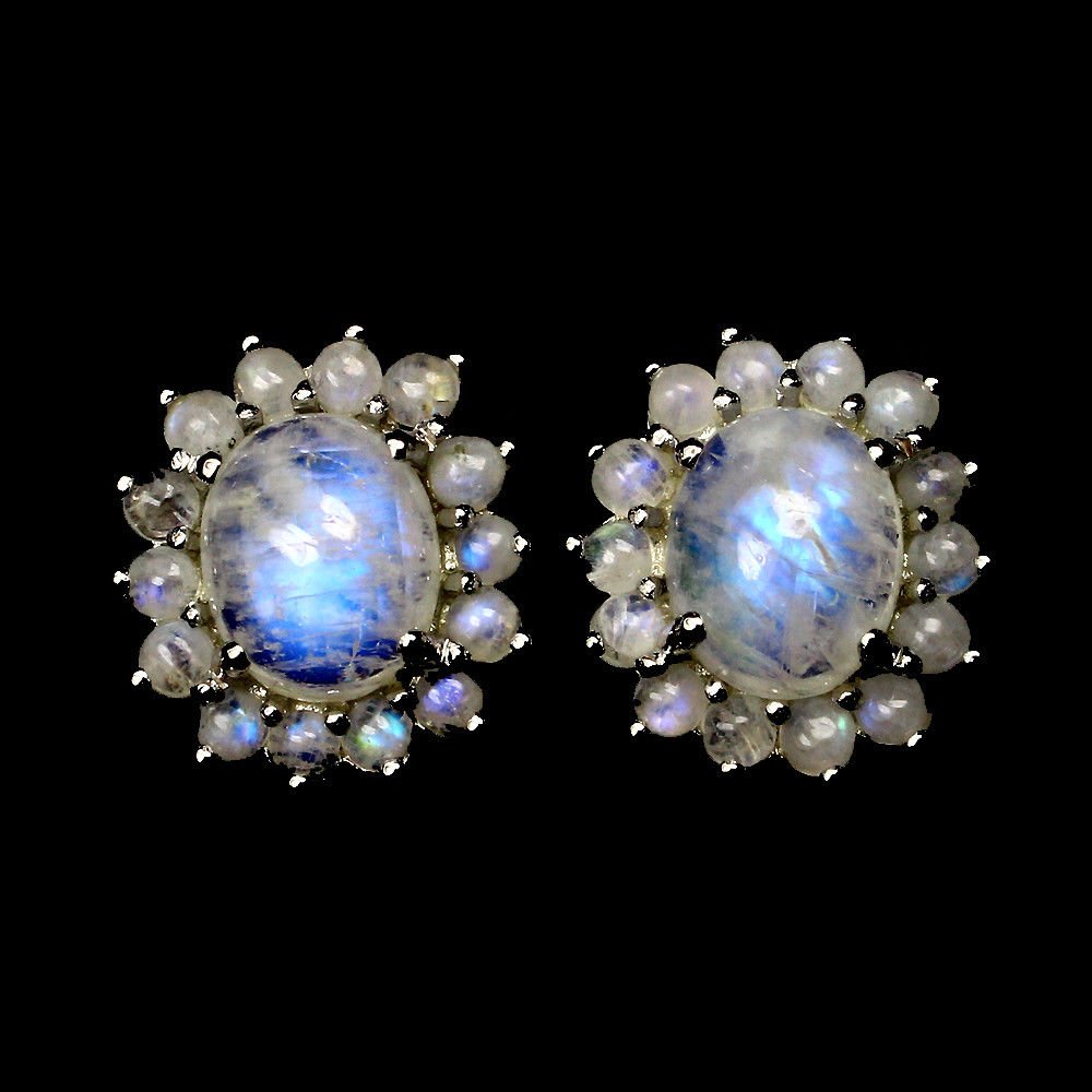 Blue Luster Moonstone 925 Sterling Silver Earrings (1 of 3)