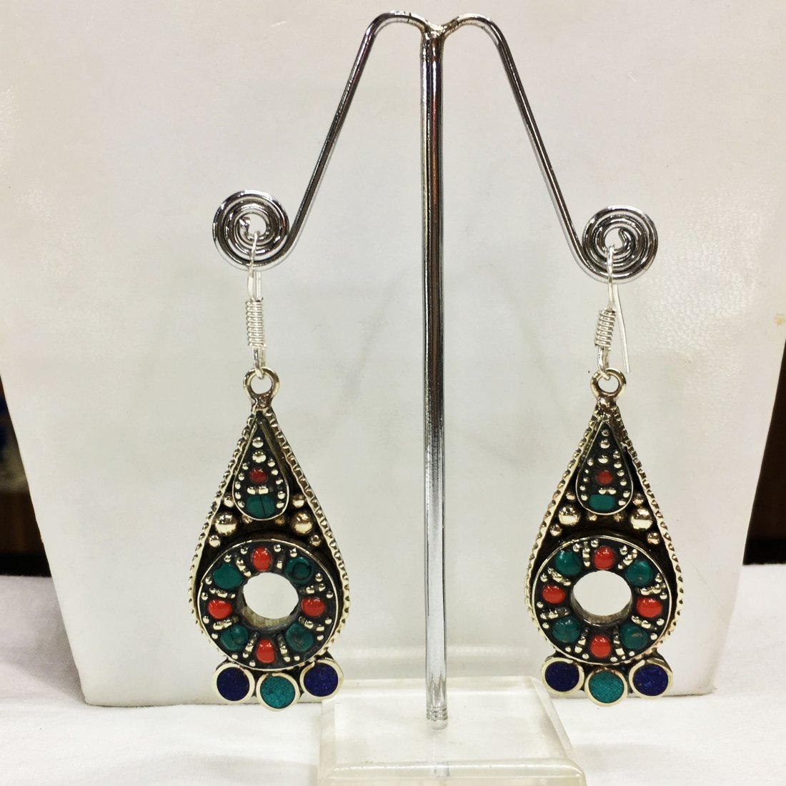 Mexican Bold Ethnic Turquoise Earring: Incredible one of a kind pieces for all occasions. Great for yourself, gifts for friends, or even to sell in your own store!! We are now offering wholesale prices! Item: Antique Tibetan Handmad