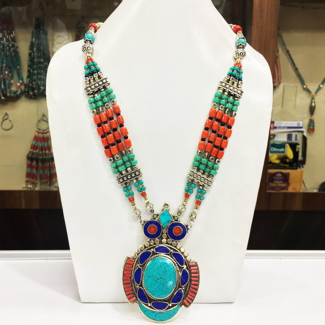 Buddhist Turquoise & Coral Vintage Necklace: Incredible one of a kind pieces for all occasions. Great for yourself, gifts for friends, or even to sell in your own store!! We are now offering wholesale prices! Item: Antique Tibetan Handmad