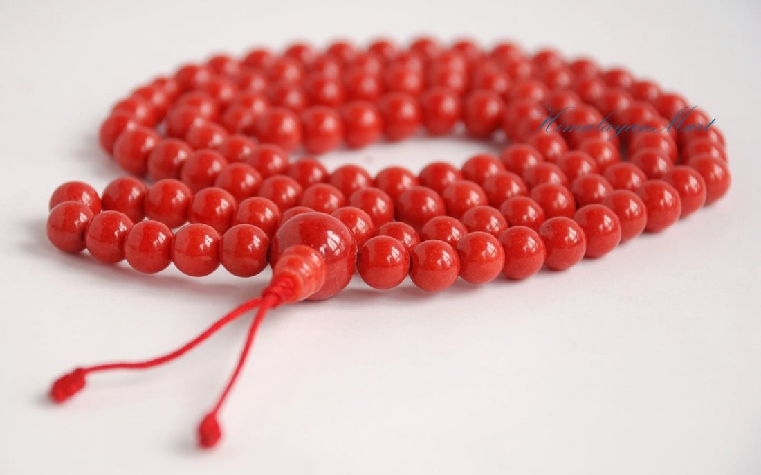 8 mm Coral Buddhsit Meditation 108 Prayer Beads Mala: 8 mm Coral 108 Meditation Prayer Beads108 Meditation Prayer BeadsBuddhist mala or prayer beads is used for counting scared mantras (prayers). The main pe