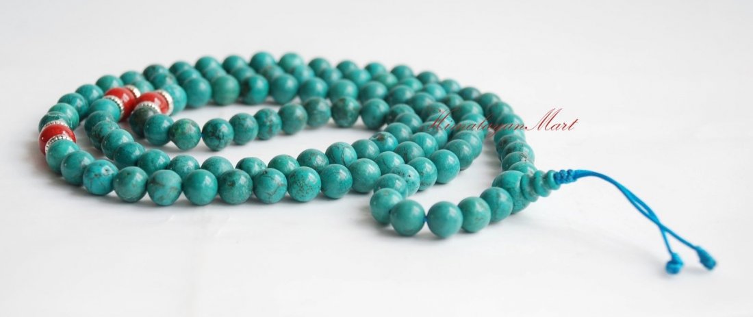 9 mm Turquoise Buddhsit Meditation 108 Prayer Beads (1 of 2)