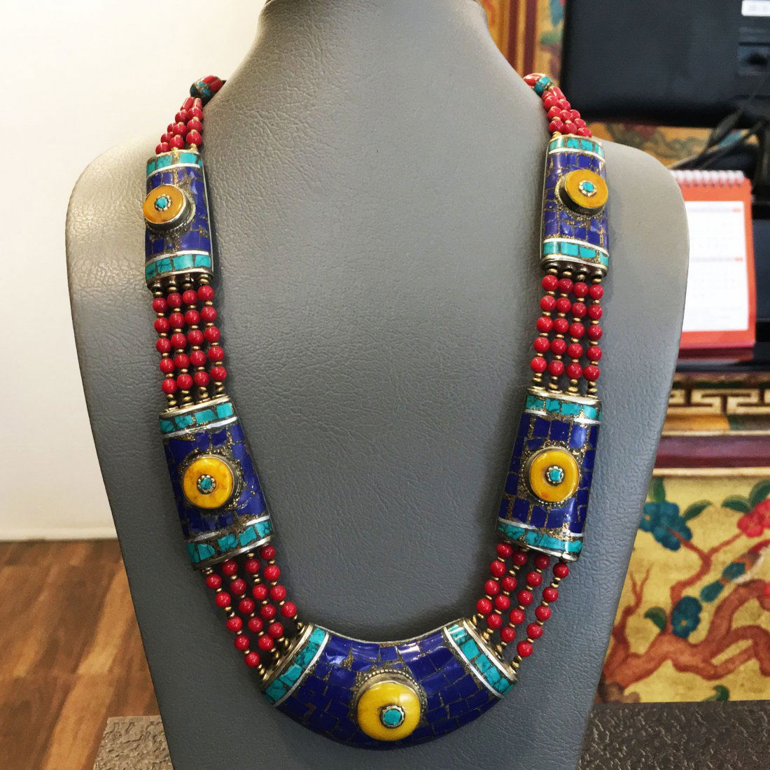 Ethnic Antique Choker Amber Handmade Necklace (1 of 1)