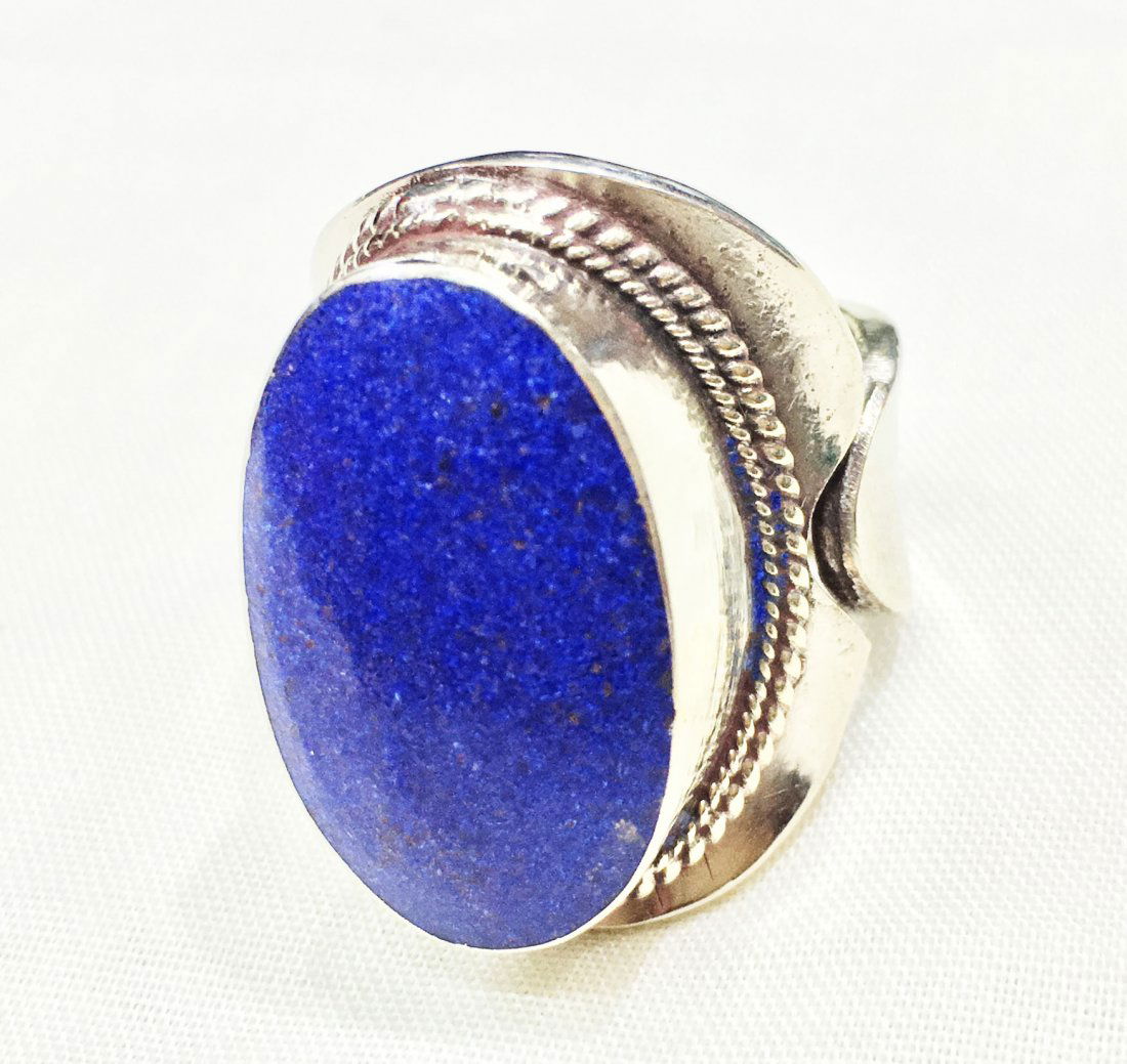 Free size - Tibetan Lapis Statement Handmade Ring (1 of 1)