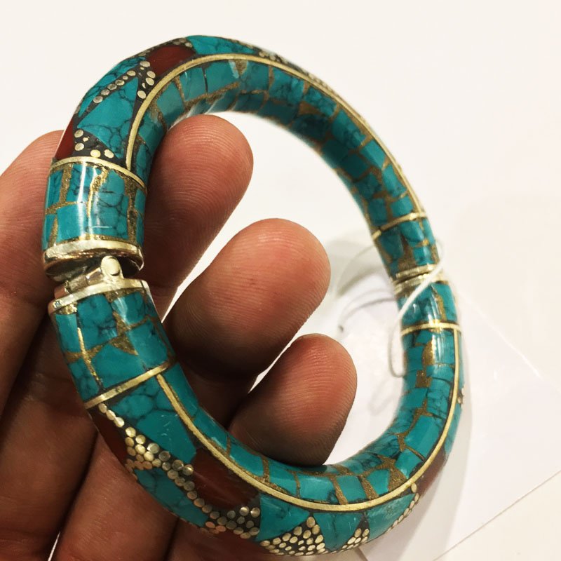 925 Sterling Silver Turquoise Handmade Bangle (1 of 3)