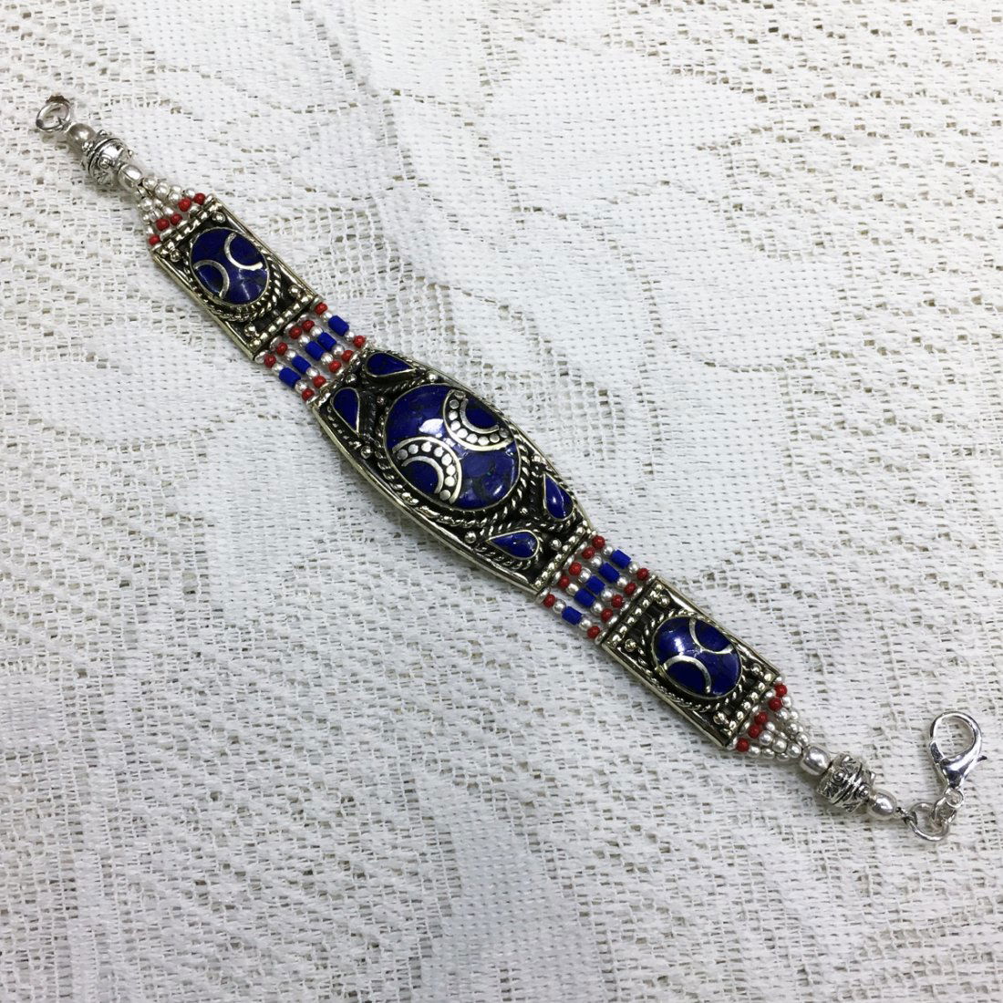 Ethnic Tibetan Coral & Lapis Beautiful Bracelet (1 of 2)