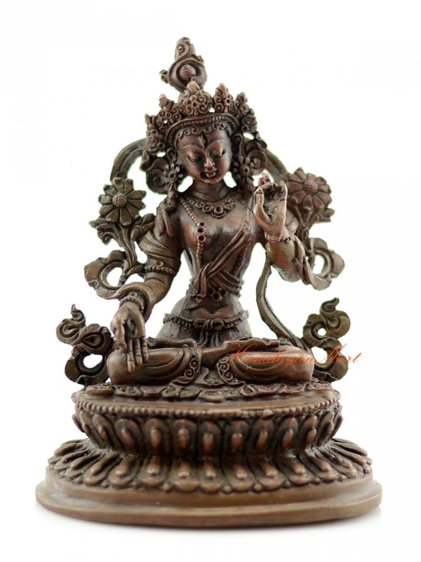 Oxidized Copper Alloy 4" White Tara / Dolkar Statue (1 of 4)
