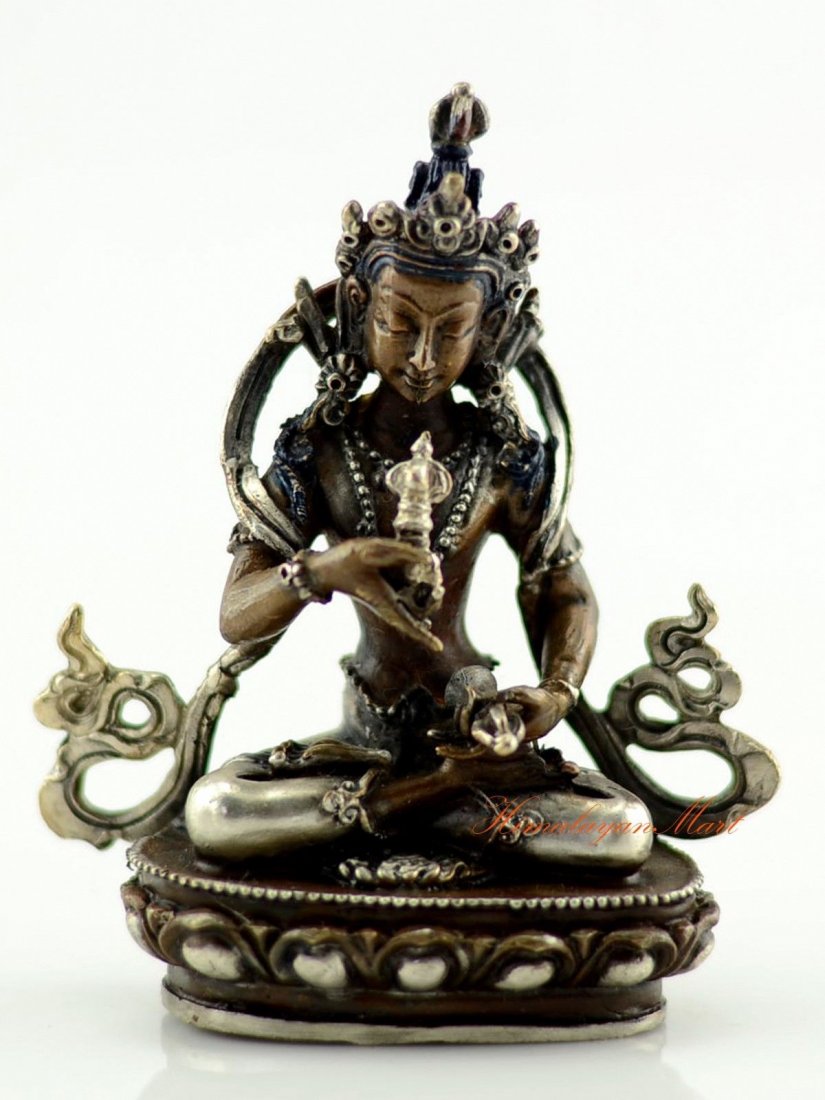 Oxidized Copper Alloy Silver Plated 4" Vajrasattva (1 of 4)