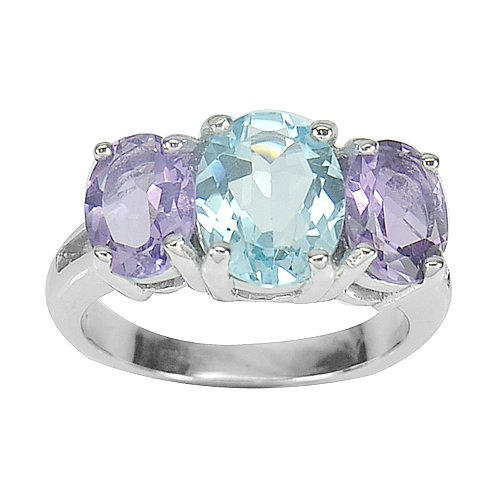 Topaz Amethyst Gemstone Real 925 Sterling Silver Ring 7 (1 of 3)