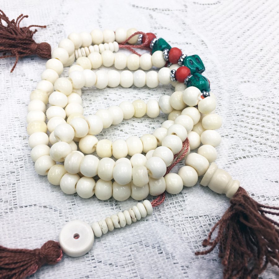 Bone 8MM Buddhsit Meditation 108 Prayer Beads Mala: 8mm Bone 108 Meditation Prayer Beads108 Meditation Prayer BeadsBuddhist mala or prayer beads is used for counting scared mantras (prayers). The main pers