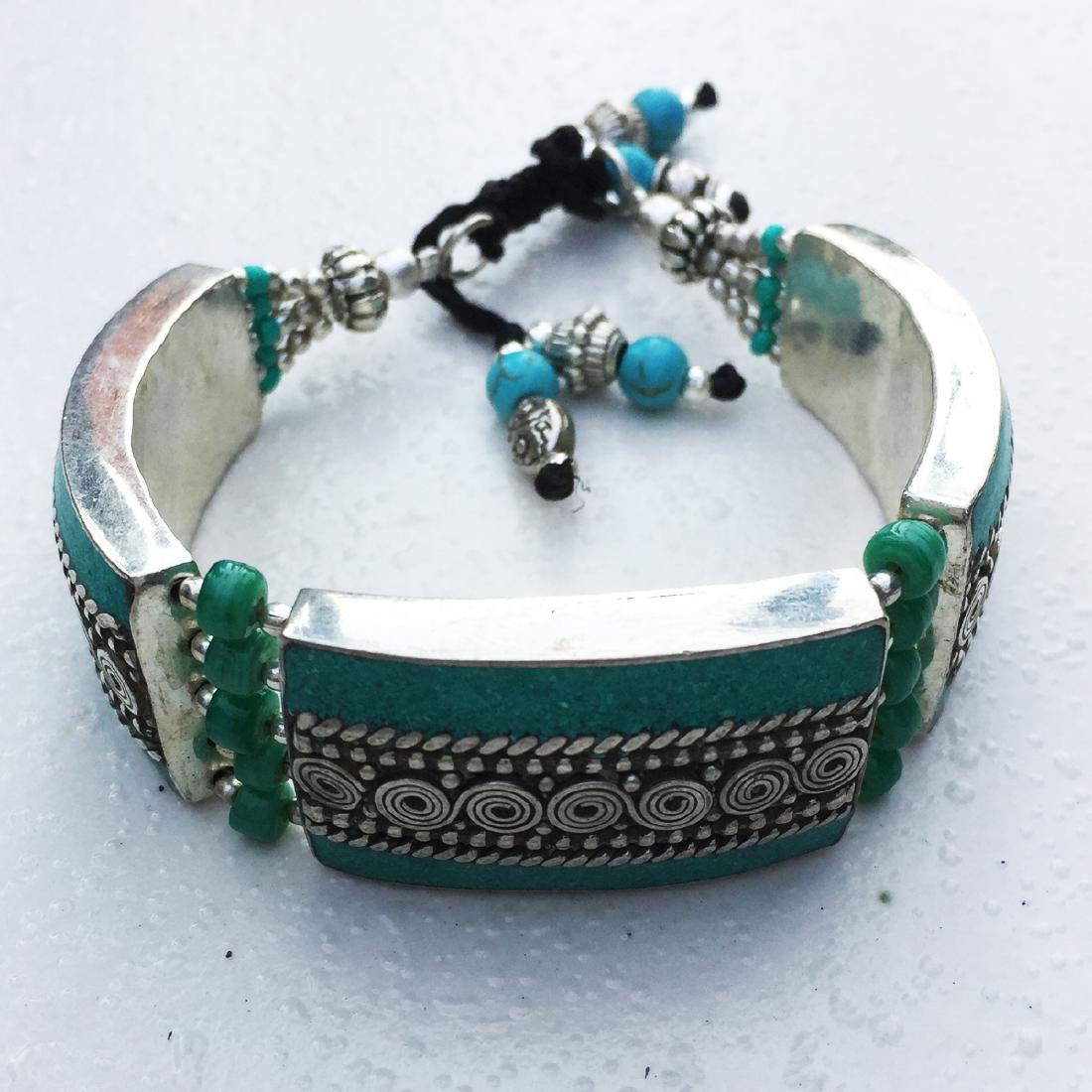 Turquoise & Lapis Vintage Handmade Bracelet (1 of 2)