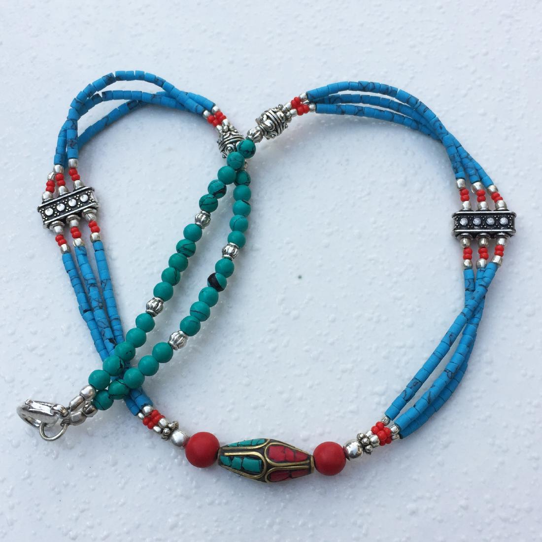 THREE STRAND BEADED NECKLACE WITH BEAD (1 of 2)