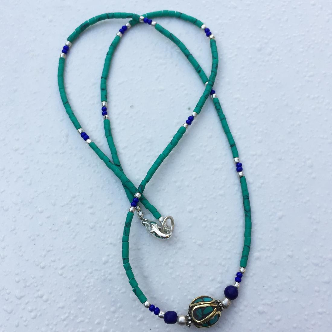 SINGLE STRAND TURQUOISE BEADED NECKLACE WITH BEAD (1 of 2)