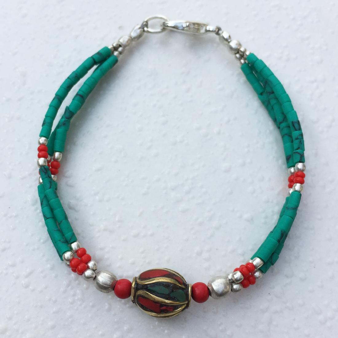 TRADITIONAL TIBETAN TURQUOISE BEAD BRACELET (1 of 2)