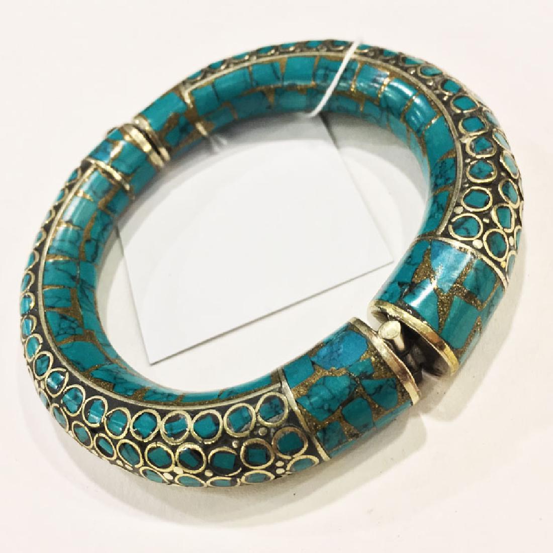 Sterling Silver Turquoise Mexican Bangle (1 of 3)