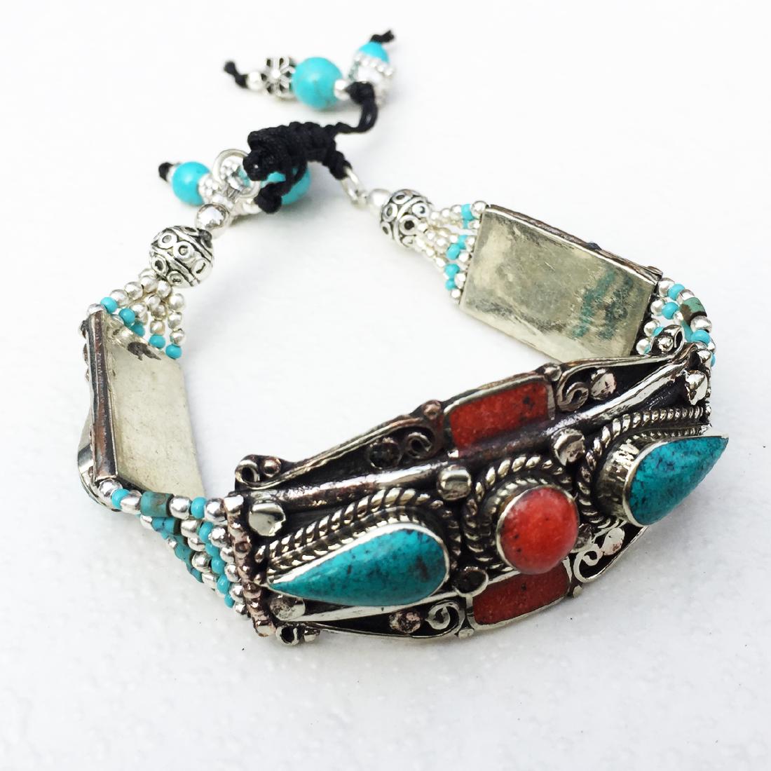 Turquoise & Lapis Vintage Handmade Bracelet (1 of 2)