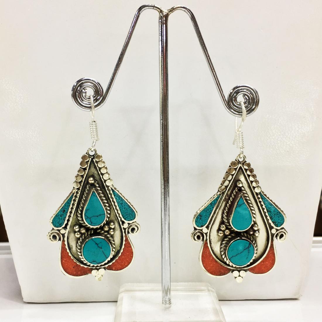 Nepalese Tibetan Silver Tibetan Earring: Tibetan Jewelry :- Exquisitely Beautiful & Amazingly affordable. We are an expert in manufacturer & trade and ship (Wholesale & Export) worldwide. Our manufacturing is located in Kathmandu
