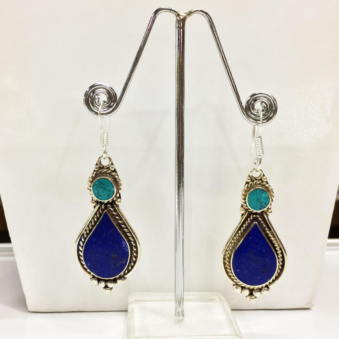 Nepalese Handmade Lapis Choker Earring (1 of 1)