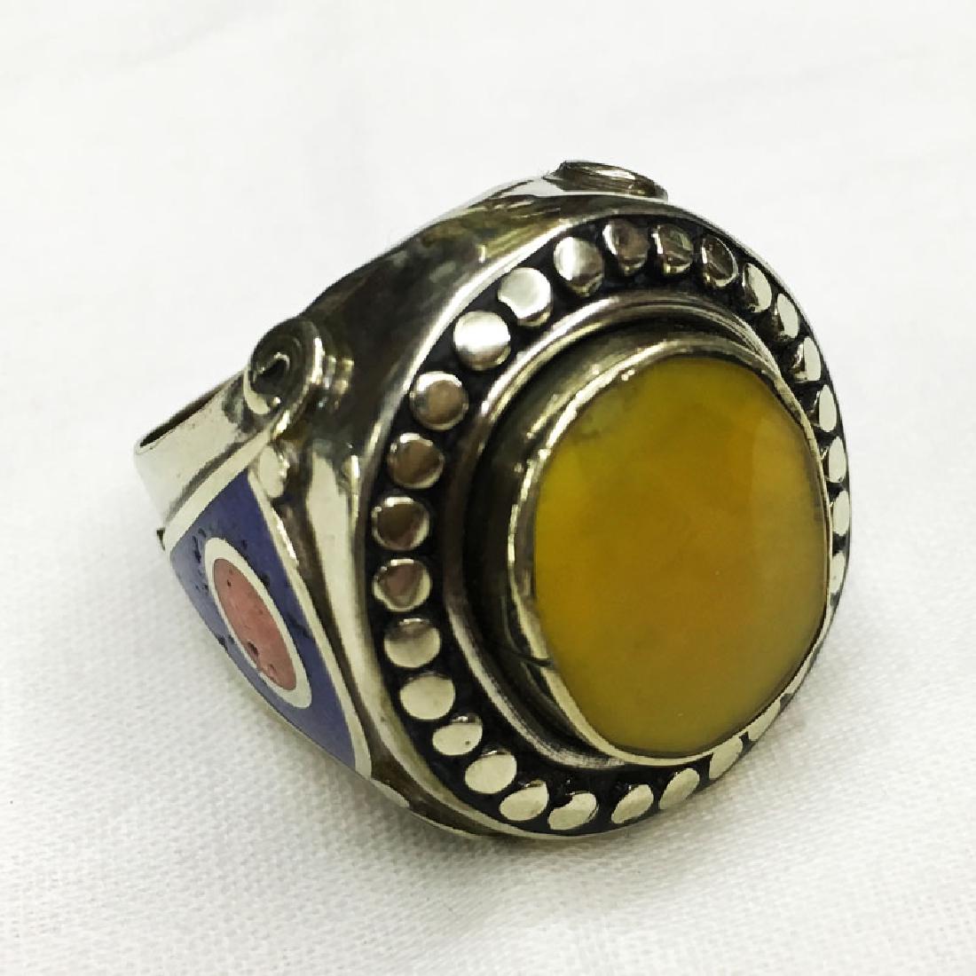 9 MM Vintage Tibetan Handmade Amber Ring (1 of 2)
