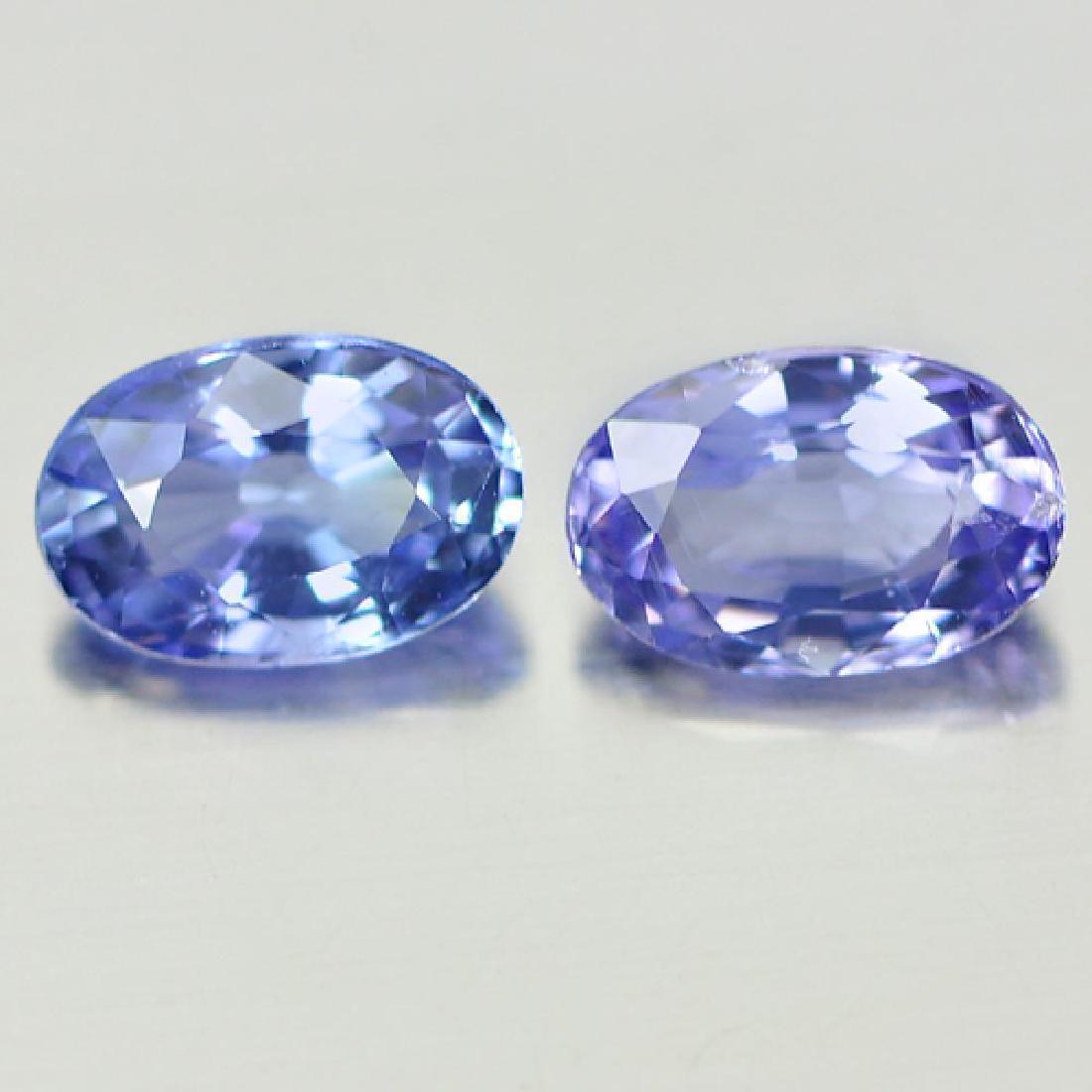 1.07 CT. 2 PCS. NATURAL VIOLETISH BLUE TANZANITE (1 of 3)