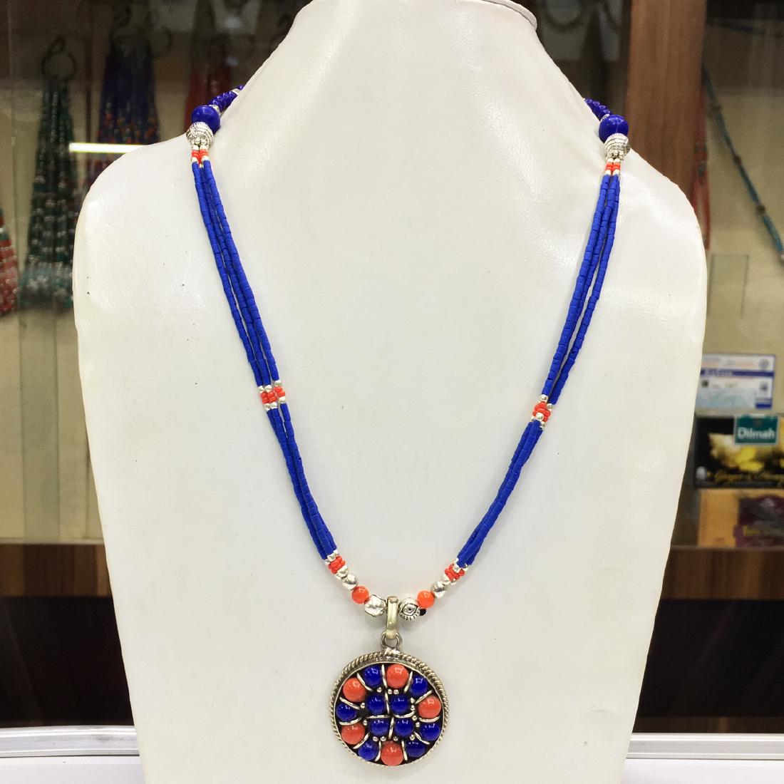 Ethnic Tibetan Lapis Mexican Necklace (1 of 1)