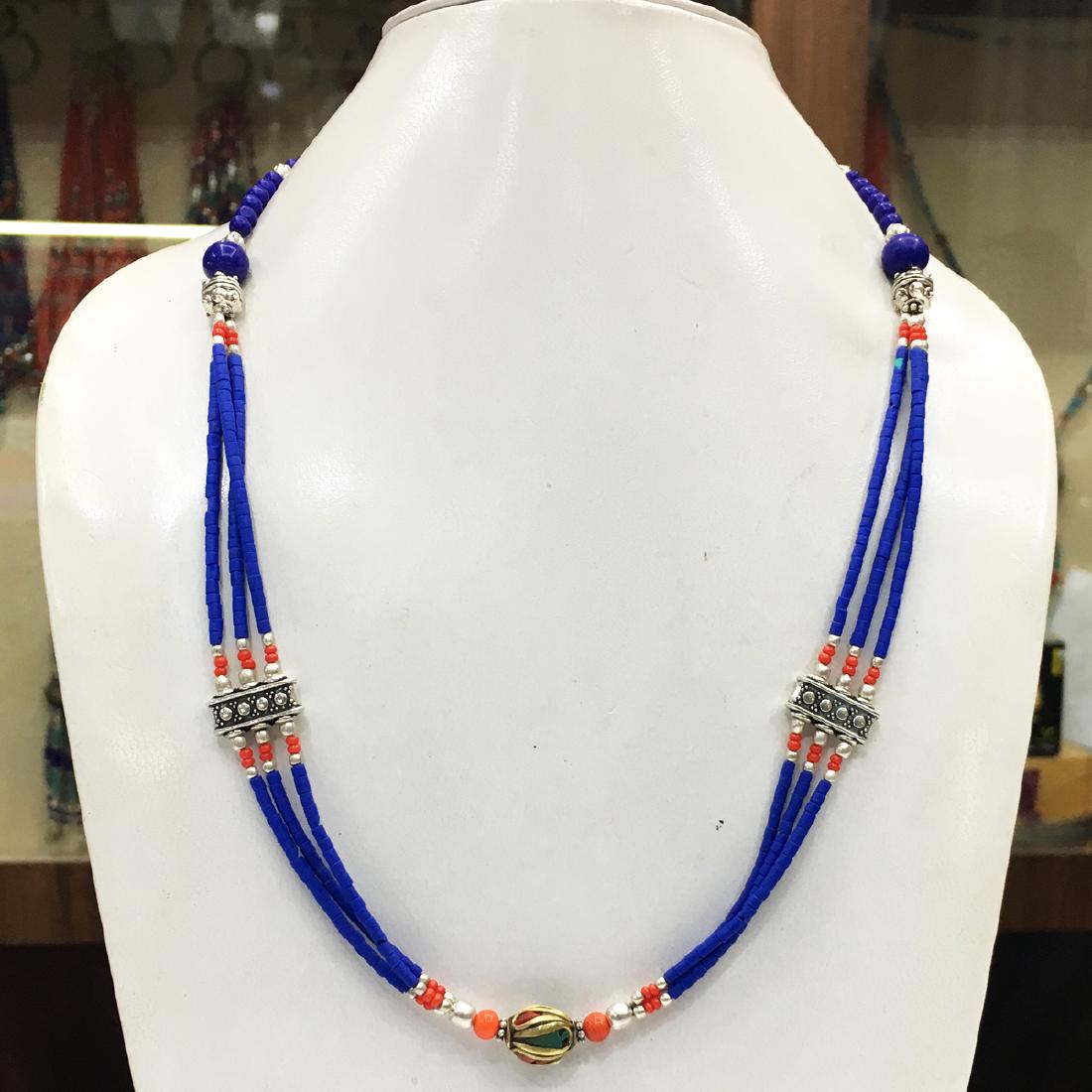 Tibetan Lapis Statement Necklace (1 of 1)