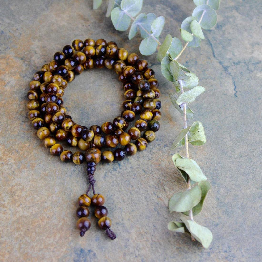 TIBETAN TIGER EYE 108 BEAD MALA HANDMADE IN NEPAL (1 of 1)