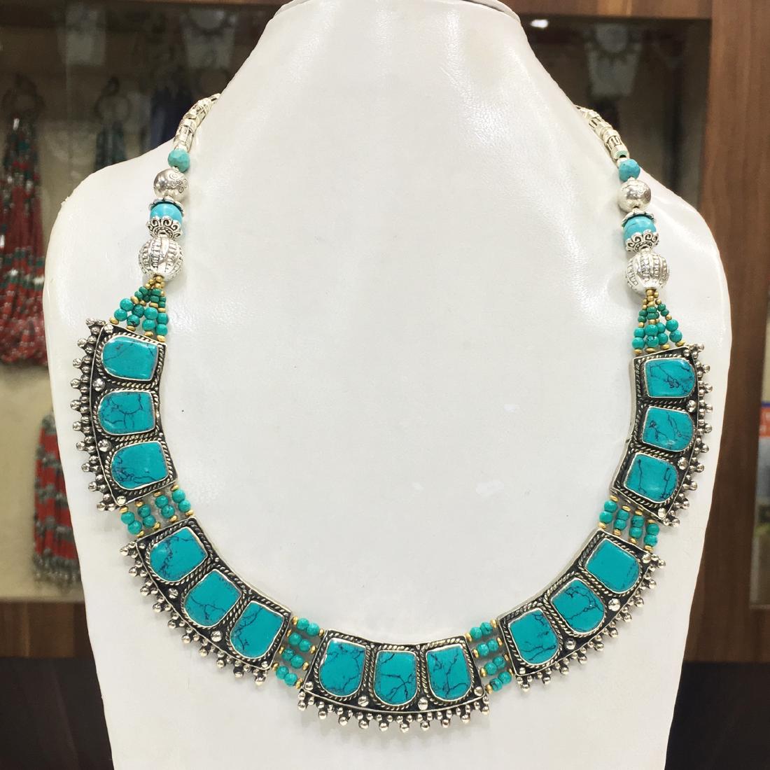 Vintage Turquoise & Amber Antique Handmade necklace: Our new Tibetan necklace is handmade in Kathmandu, Nepal.