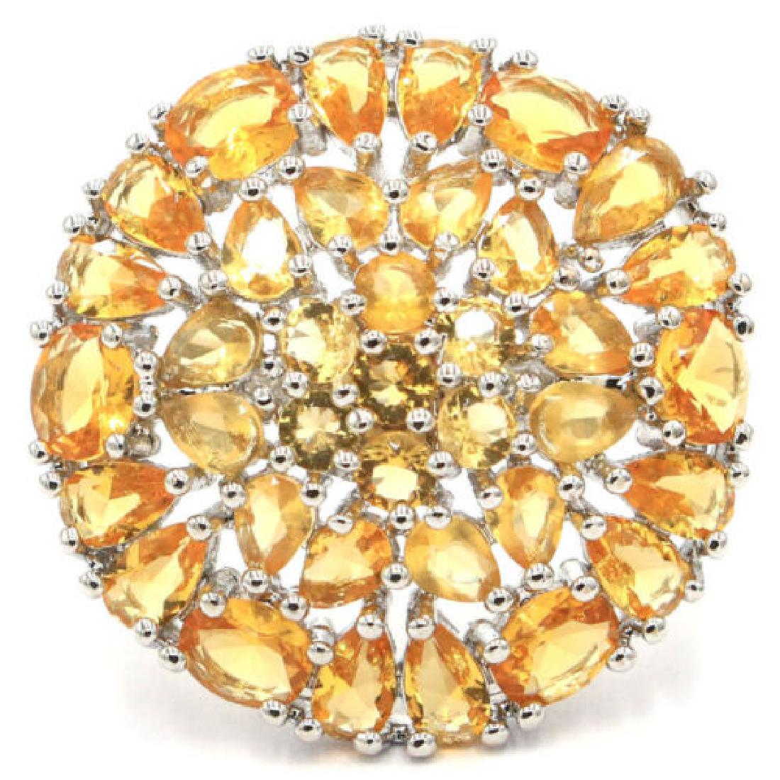 27x27mm Round Golden Citrine Sterling Silver Ring US 7# (1 of 2)