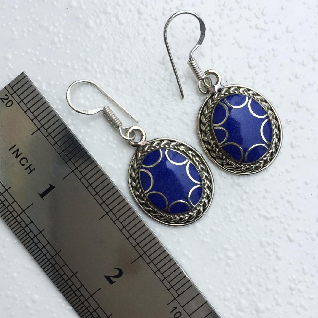 Nepalese Handmade Lapis Tibetan Earrings (1 of 2)