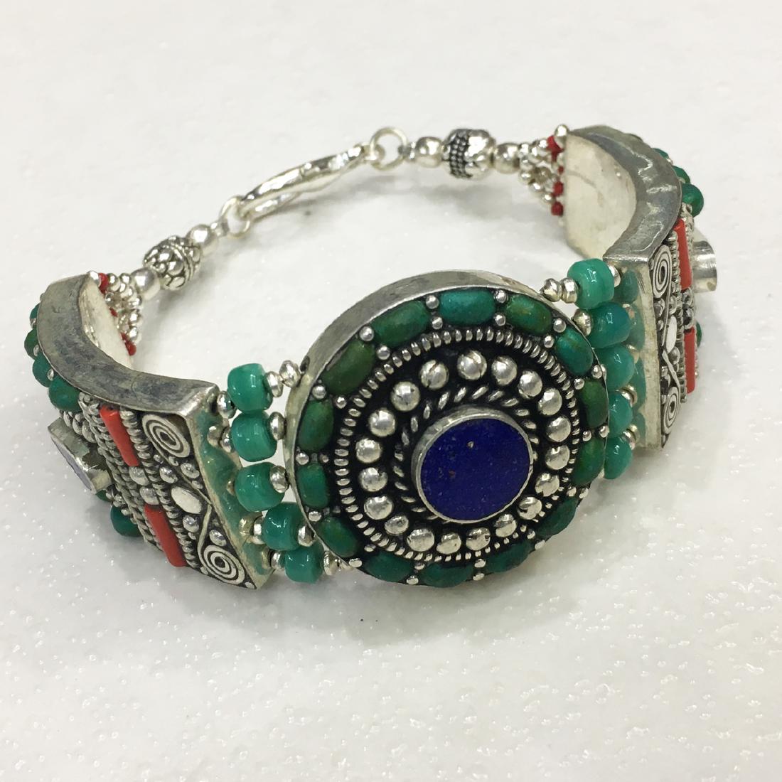 Turquoise Red Coral Beads Handmade Bracelet (1 of 1)