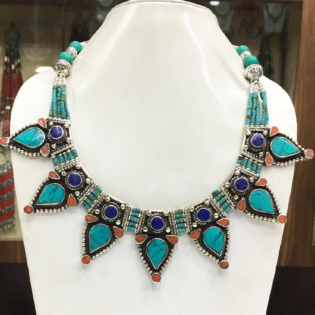 Old Vintage Turquoise Tibetan Asian Necklace (1 of 1)