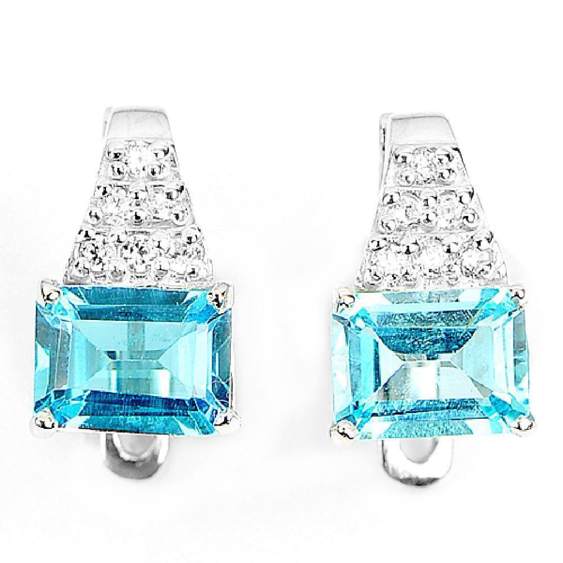 Natural Swiss Blue Topaz 925 Sterling Silver Earrings (1 of 3)