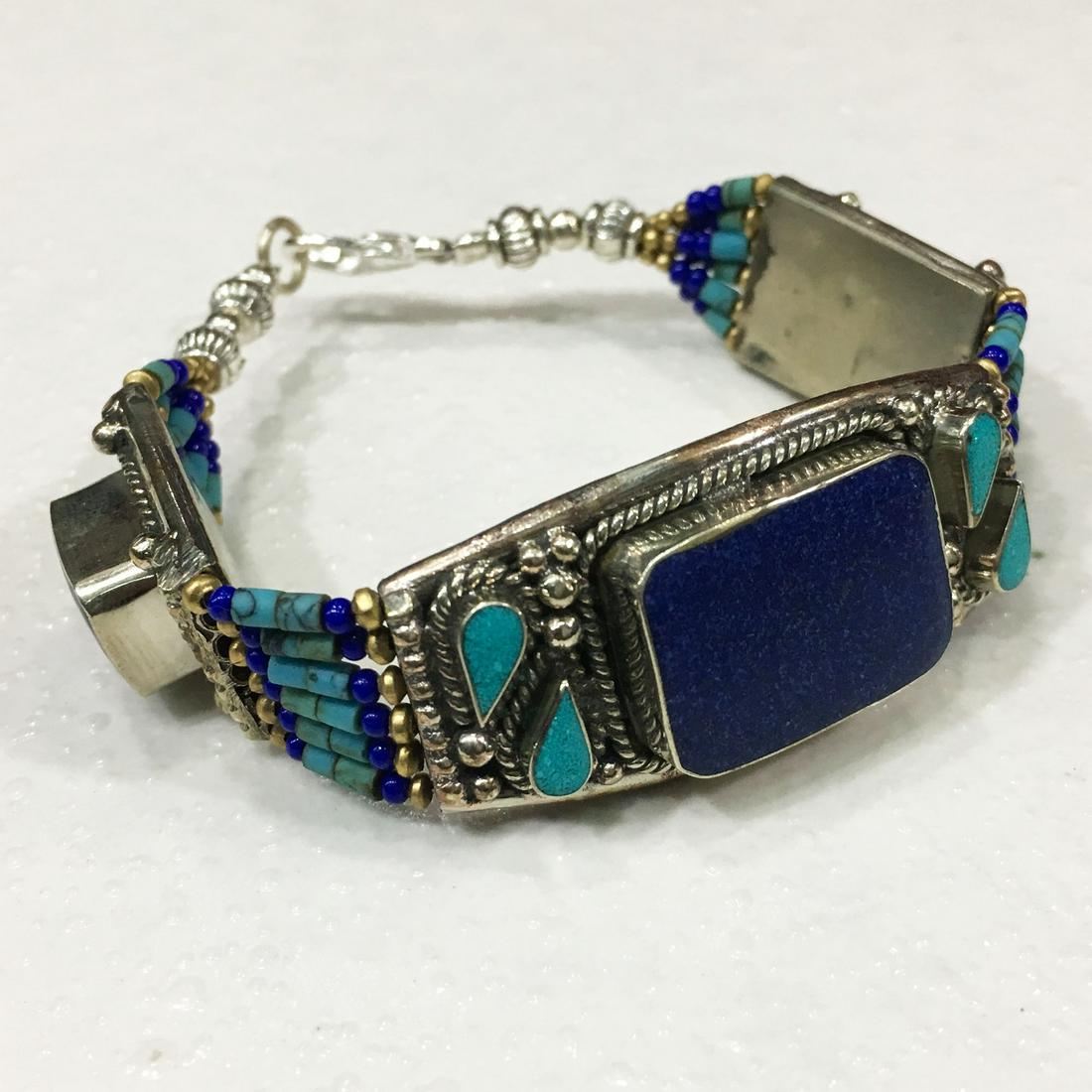 Tibetan Turquoise & Lapis Unique Handmade Necklace (1 of 2)