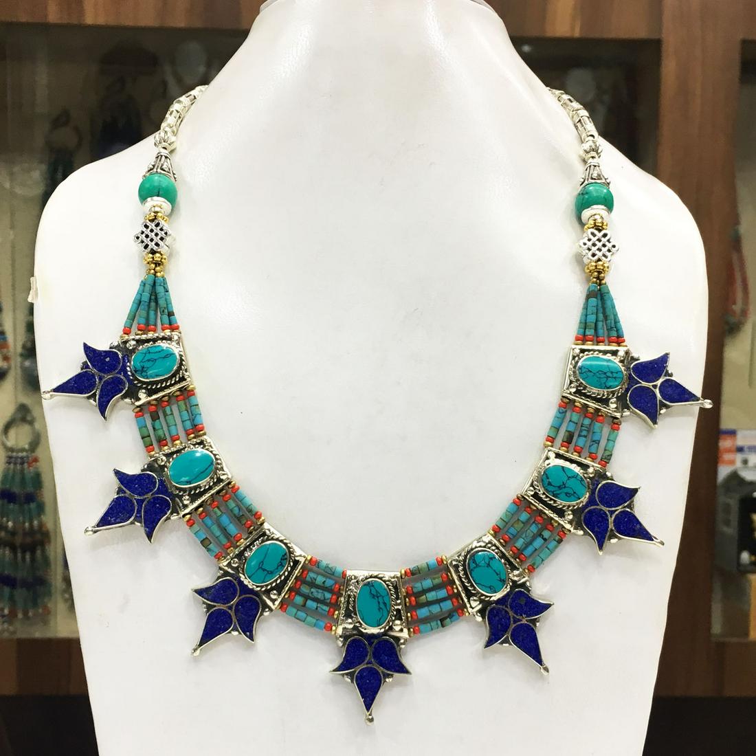 Tibetan handmade Turquoise & Lapis Ethnic Necklace (1 of 1)