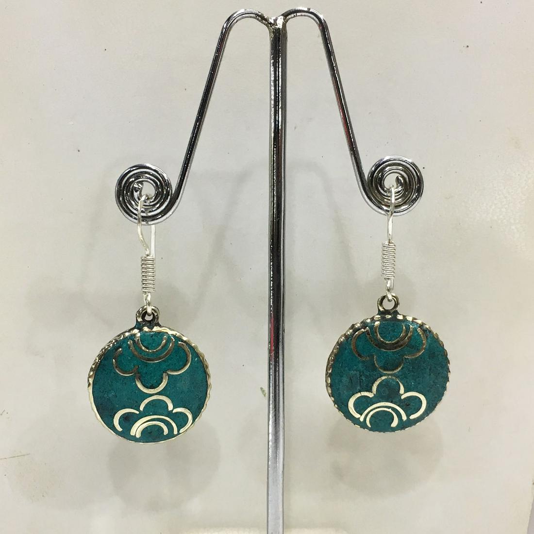 Tibetan Turquoise Handmade Chokar Earrings: Tibetan Handmade Ethnic Earrings Main Stone: Turquoise, Coral & Lapis Metal: Tibetan Silver Material: Stone Brand: Handmade Style: Bohemian Ethnic Origin: Tibetan Country/Region of Manufacture: Nepal