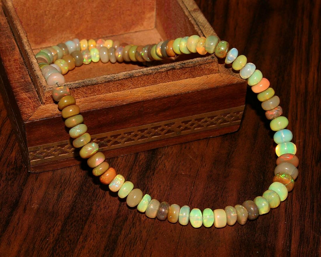 Natural Ethiopian Welo Fire Opal Beads Necklace 10-4 MM (1 of 3)