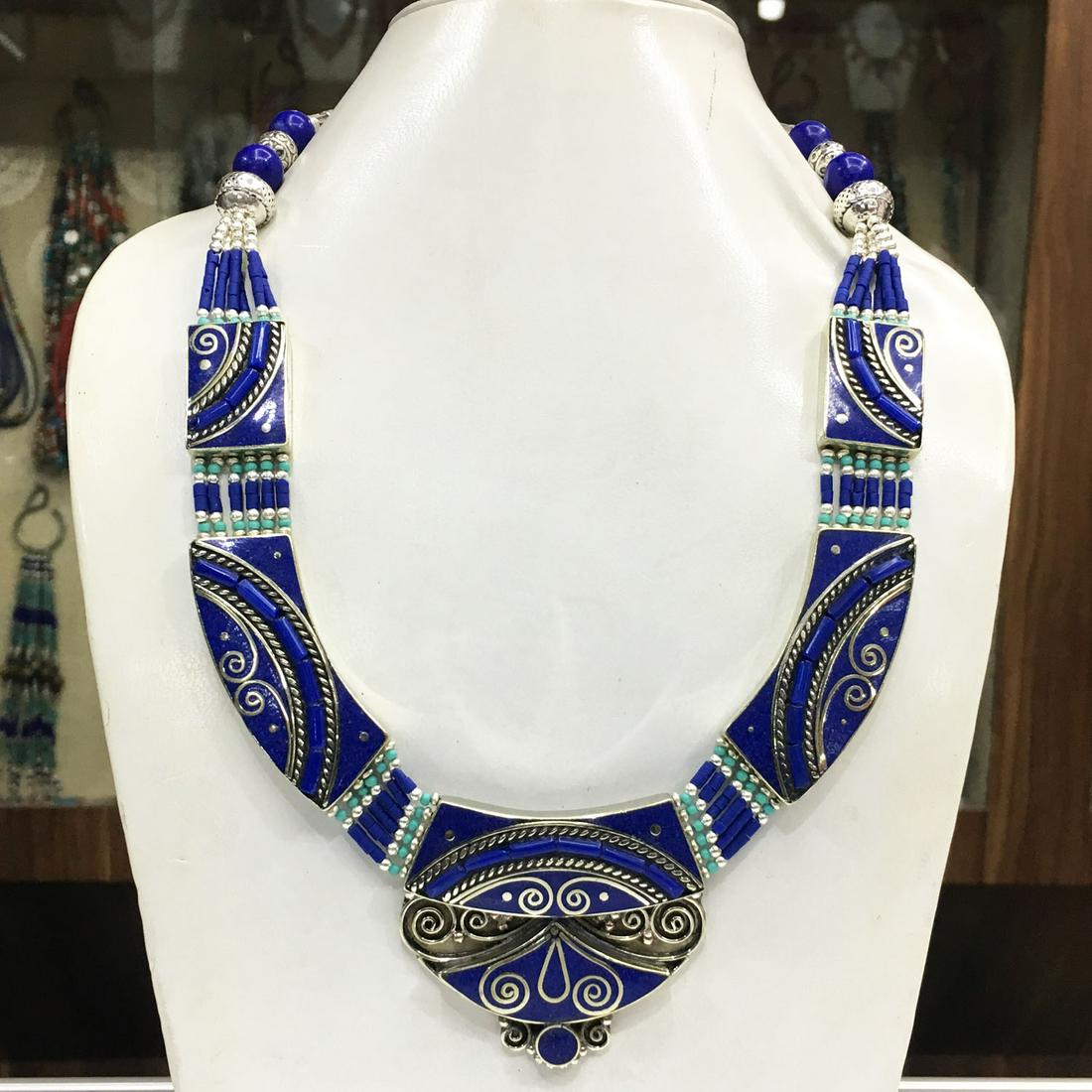 Tibetan Lapis Handmade Chokar Beaded Necklace (1 of 1)