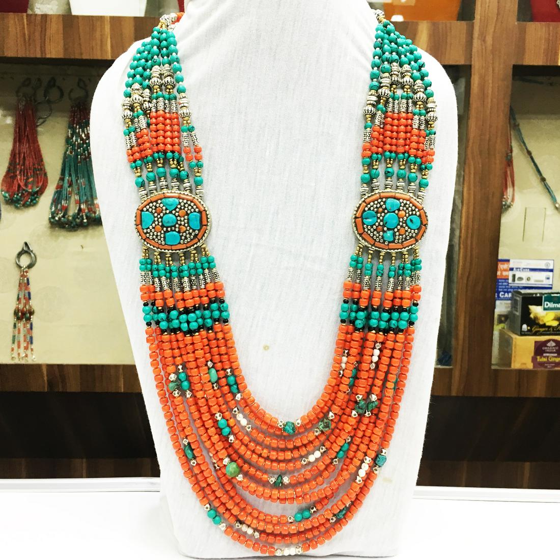 Antique Tibetan Coral Long Ethnic Necklace (1 of 1)