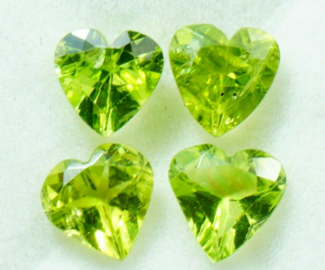 Natural Peridot 5.10 Cts Heart Shape 7 MM 4 Pcs Loose (1 of 2)
