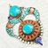 Tibetan Ethnic Tibetan Silver Turquoise & Amber Pendant