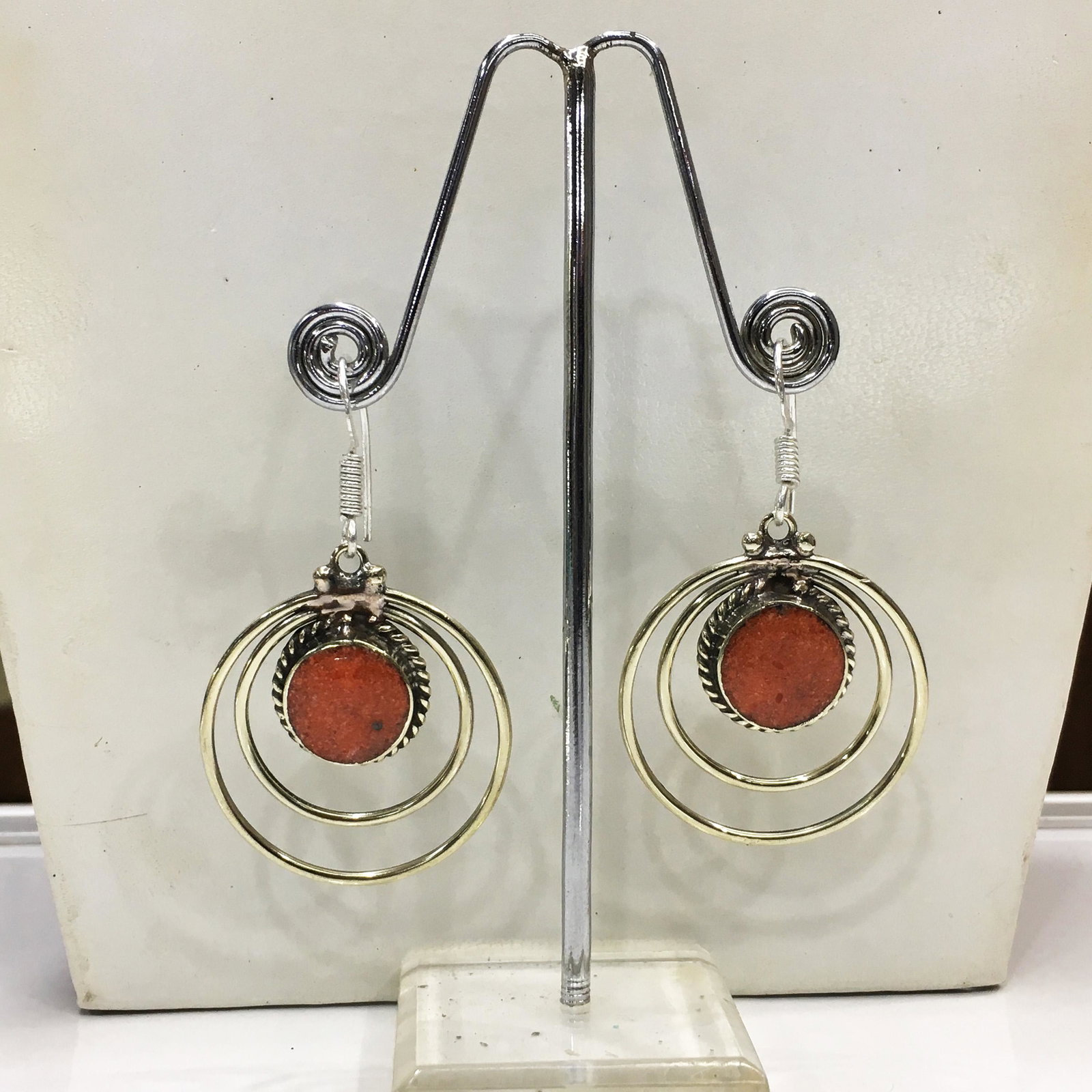 Tibetan Coral Handmade Ethnic Earrings: Tibetan Handmade Ethnic Earrings Main Stone: Turquoise, Coral & Lapis Metal: Tibetan Silver Material: Stone Brand: Handmade Style: Bohemian Ethnic Origin: Tibetan Country/Region of Manufacture: Nepal