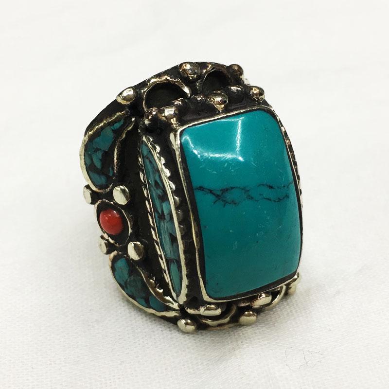 Tibetan Natural Turquoise Handmade Gorgeous Ring - 10MM (1 of 2)
