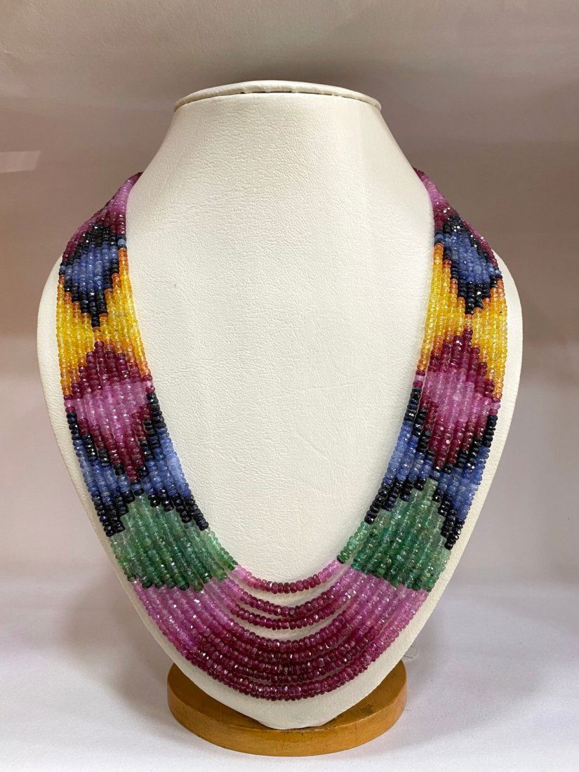 Natural Multi Sapphire Faceted Shape Beads Silver (1 of 4)